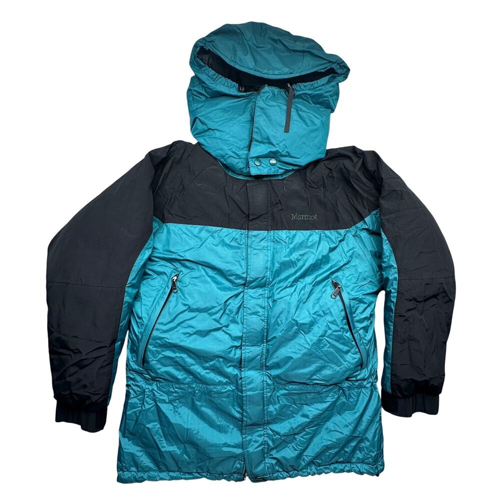 Vintage Marmot Alpinist Gore-Tex Mammoth Goose Down Parka Jacket Mens Small Teal